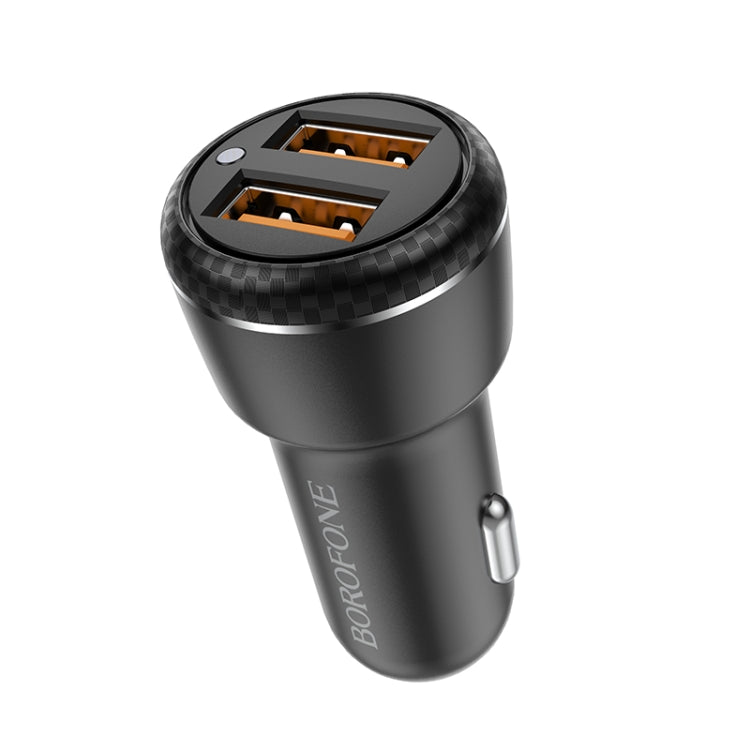 Borofone BZ17 Dual USB Ports QC3.0 Car Charger(Black) - In Car by Borofone | Online Shopping UK | buy2fix