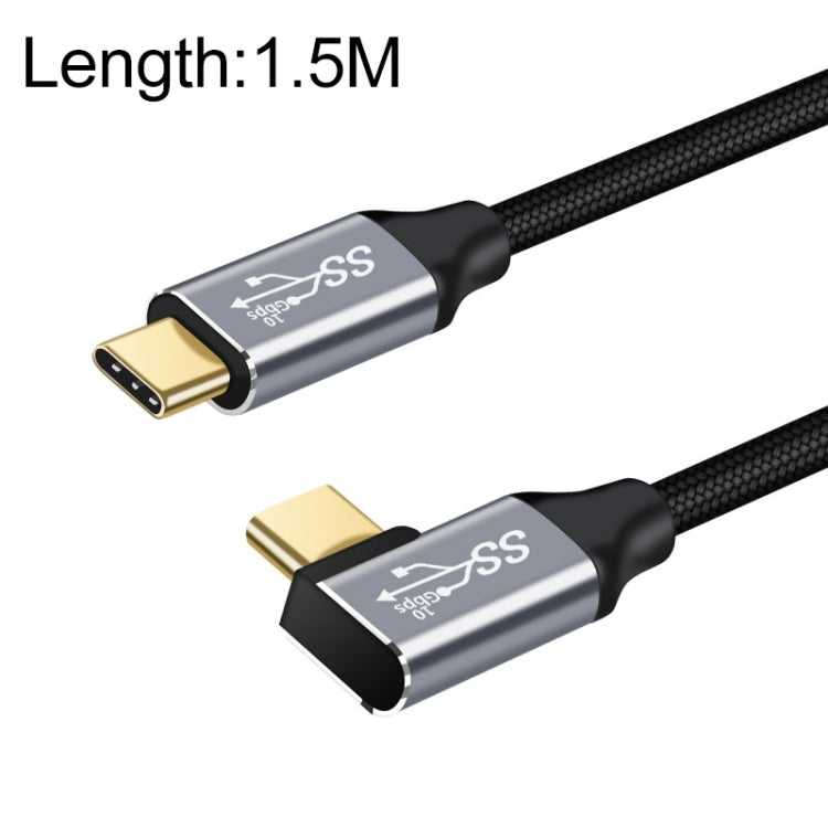 1.5m 10Gbps USB-C / Type-C Male Straight to Male Elbow Charging Data Transmission Cable - Computer & Networking by buy2fix | Online Shopping UK | buy2fix