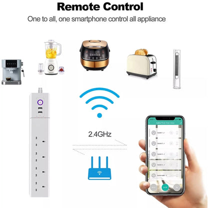 WiFi 10A SM-SO306-K 4 Holes + 2 USB Multi-purpose Smart Power Strip, UK Plug - Consumer Electronics by buy2fix | Online Shopping UK | buy2fix