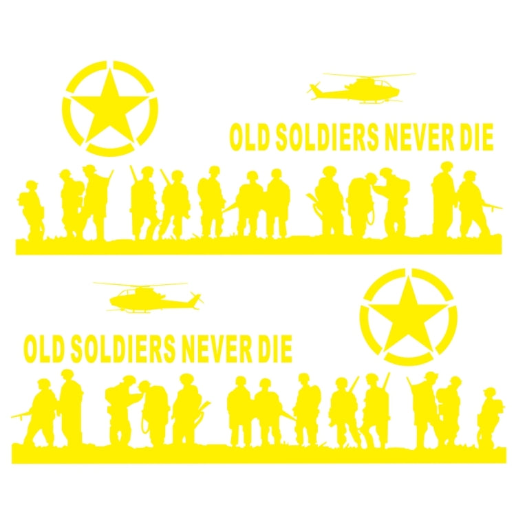 2 PCS/Set D-84 Old Soldiers Pattern Car Modified Decorative Sticker(Yellow) - In Car by buy2fix | Online Shopping UK | buy2fix