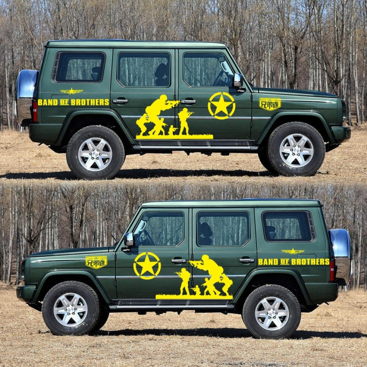 2 PCS/Set D-135 Band of Brothers Pattern Car Modified Decorative Sticker(Yellow) - In Car by buy2fix | Online Shopping UK | buy2fix