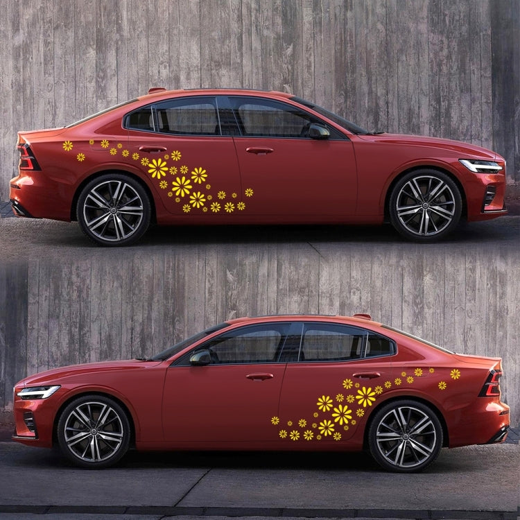 2 PCS/Set D-483 Flower Pattern Car Modified Decorative Sticker(Yellow) - In Car by buy2fix | Online Shopping UK | buy2fix