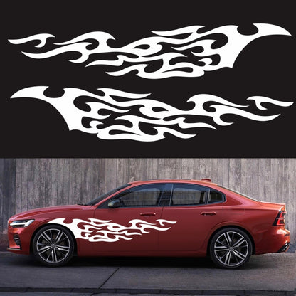 2 PCS/Set D-969 Flame Pattern Car Modified Decorative Sticker(White) - In Car by buy2fix | Online Shopping UK | buy2fix
