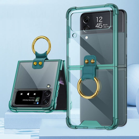 For Samsung Galaxy Z Flip4 GKK Airbag Protective Phone Case with Ring(Green) - Galaxy Z Flip4 5G Cases by GKK | Online Shopping UK | buy2fix