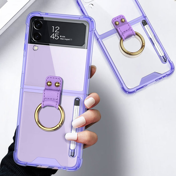 For Samsung Galaxy Z Flip4 GKK Airbag Protective Phone Case with Ring & Pen(Purple) - Galaxy Z Flip4 5G Cases by GKK | Online Shopping UK | buy2fix