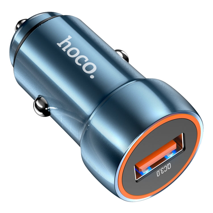 hoco Z46 Blue Shield Single Port QC3.0 Car Charger(Sapphire Blue) - In Car by hoco | Online Shopping UK | buy2fix