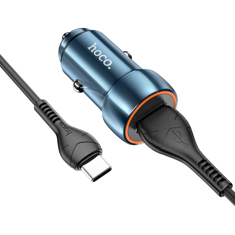 hoco Z46 Blue Shield Single Port QC3.0 Car Charger Set with Type-C Cable(Sapphire Blue) - In Car by hoco | Online Shopping UK | buy2fix