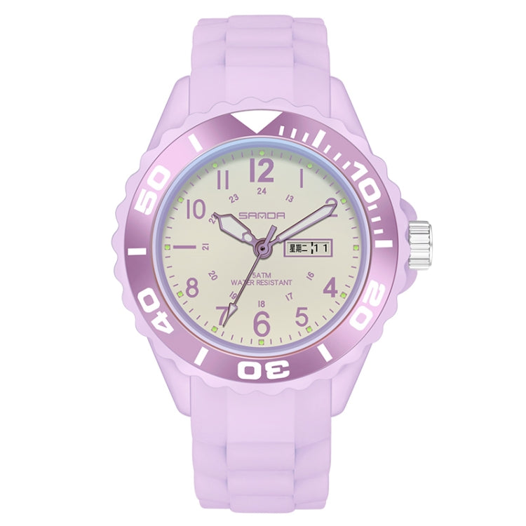 SANDA 1053 Womens TPU Strap Dual Display Waterproof Electronic Watch(Taro Purple) - Silicone Strap Watches by SANDA | Online Shopping UK | buy2fix