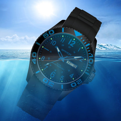 SANDA 1053 Womens TPU Strap Dual Display Waterproof Electronic Watch(Black Blue) - Silicone Strap Watches by SANDA | Online Shopping UK | buy2fix