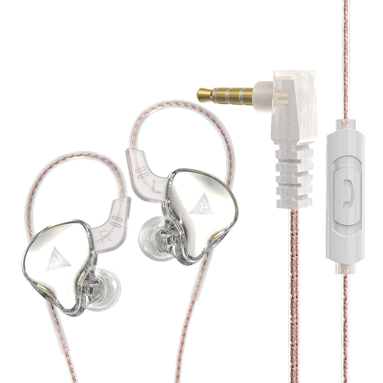 QKZ AK6 DAY In-ear Wire-controlled Subwoofer Phone Earphone with Mic(Transparent White) - In Ear Wired Earphone by QKZ | Online Shopping UK | buy2fix