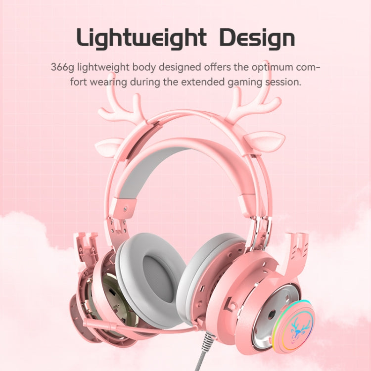 SOYTO SY-G25 Antlers RGB HD Microphone 3D Space Sound Wired Gaming Headset(Pink) - Multimedia Headset by SOYTO | Online Shopping UK | buy2fix