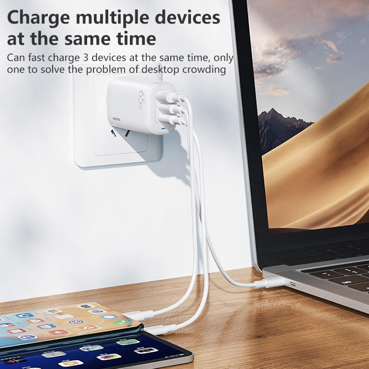REMAX RP-U55 Territory Series 65W USB+Dual USB-C / Type-C Interface Fast Charger, Specification:UK Plug(White) - Apple Accessories by REMAX | Online Shopping UK | buy2fix