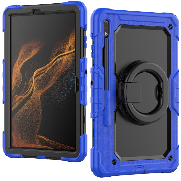 For Samsung Galaxy Tab S8+ / S7+ Bracelet Holder Silicone + PC Tablet Case(Blue) - Galaxy Tab S8+ Cases by buy2fix | Online Shopping UK | buy2fix