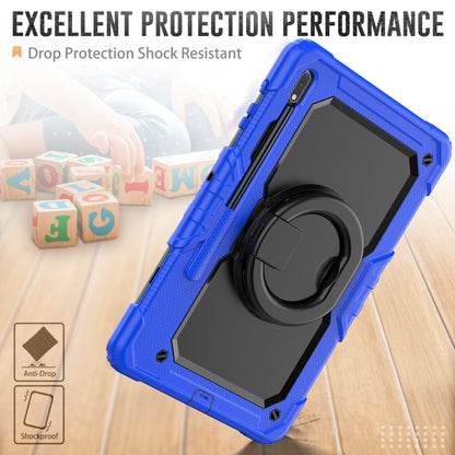 For Samsung Galaxy Tab S8+ / S7+ Bracelet Holder Silicone + PC Tablet Case(Blue) - Galaxy Tab S8+ Cases by buy2fix | Online Shopping UK | buy2fix