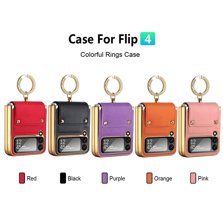 For Samsung Galaxy Z Flip4 5G GKK Colorful PU Phone Case with Ring Holder(Pink) - Galaxy Z Flip4 5G Cases by GKK | Online Shopping UK | buy2fix