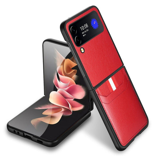 For Samsung Galaxy Z Flip4 5G GKK Litchi Texture Card Slot Phone Case(Red) - Galaxy Z Flip4 5G Cases by GKK | Online Shopping UK | buy2fix