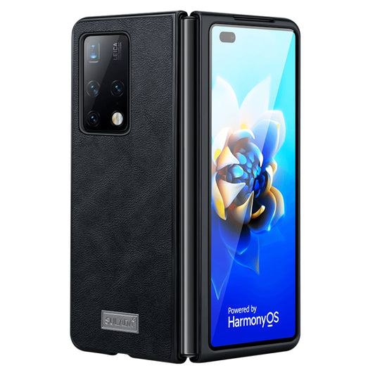 For Samsung Galaxy Z Fold4 SULADA Shockproof TPU + Handmade Leather Protective Case(Black) - Galaxy Z Fold4 5G Cases by SULADA | Online Shopping UK | buy2fix