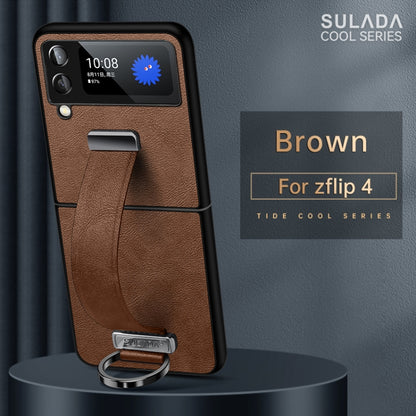 For Samsung Galaxy Z Flip4 SULADA Cool Series PC + Leather Texture Skin Feel Shockproof Phone Case(Brown) - Galaxy Z Flip4 5G Cases by SULADA | Online Shopping UK | buy2fix
