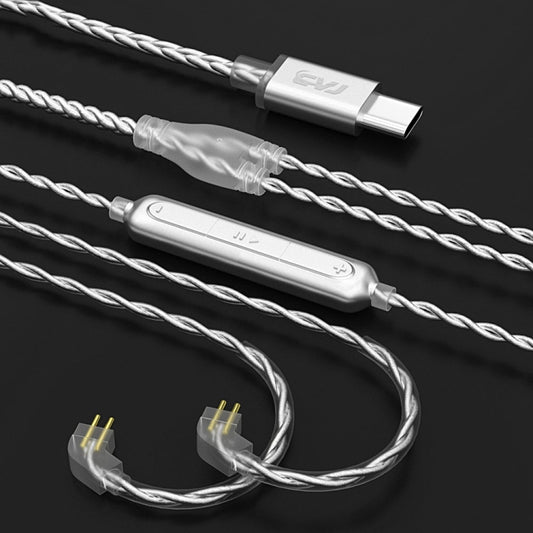 CVJ V5.TC 1.25m Type-C Digital Decoding Silver-plated Earphone Cable, Style:0.75mm(Silver) - Cable & Splitter by CVJ | Online Shopping UK | buy2fix