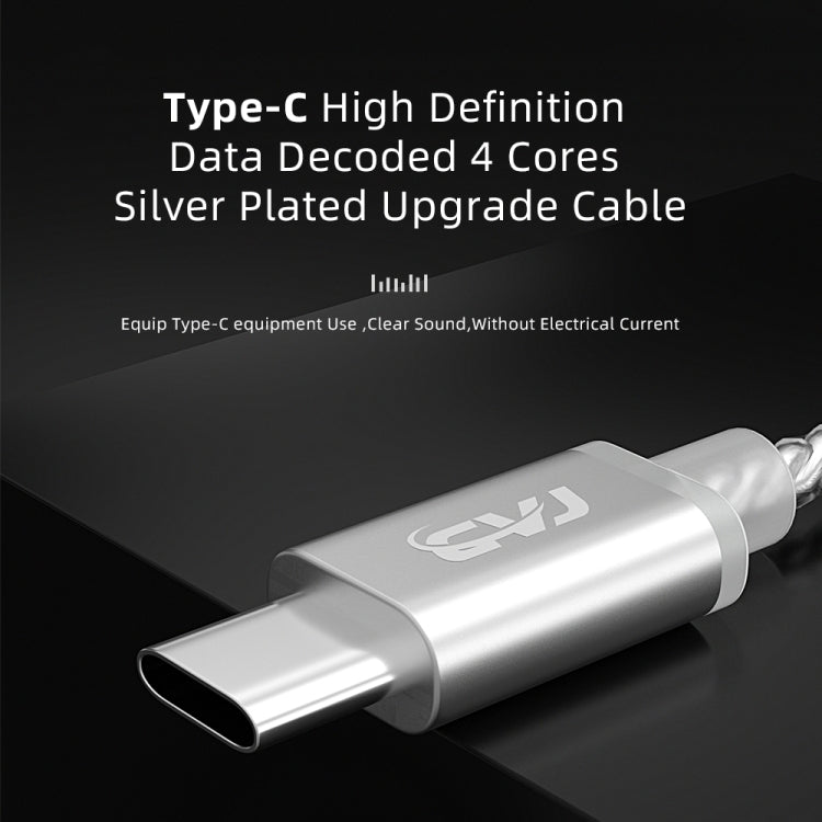 CVJ V5.TC 1.25m Type-C Digital Decoding Silver-plated Earphone Cable, Style:MMCX(Silver) - Cable & Splitter by CVJ | Online Shopping UK | buy2fix