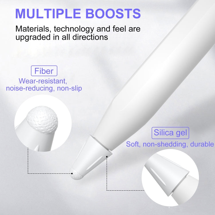 8 PCS / Set Fiber Texture Nib Protector For Apple Pencil(White) - Pencil Accessories by buy2fix | Online Shopping UK | buy2fix