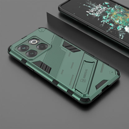 For OnePlus 10T 5G Punk Armor PC + TPU Phone Case with Holder(Green) - OnePlus Cases by buy2fix | Online Shopping UK | buy2fix