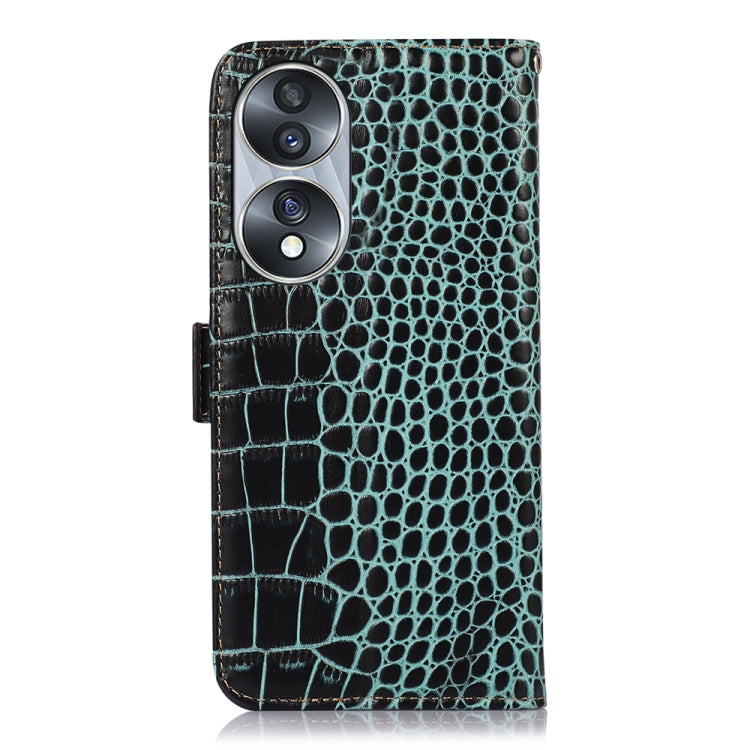 For Honor 70 Crocodile Top Layer Cowhide Leather Phone Case(Green) - Honor Cases by buy2fix | Online Shopping UK | buy2fix