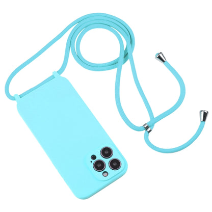 For iPhone 14 Pro Max Crossbody Lanyard Liquid Silicone Case(Ice Blue) - iPhone 14 Pro Max Cases by buy2fix | Online Shopping UK | buy2fix