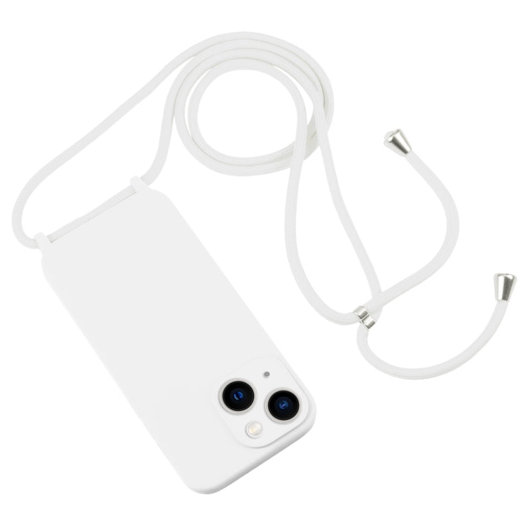 For iPhone 13 Crossbody Lanyard Liquid Silicone Case(White) - iPhone 13 Cases by buy2fix | Online Shopping UK | buy2fix