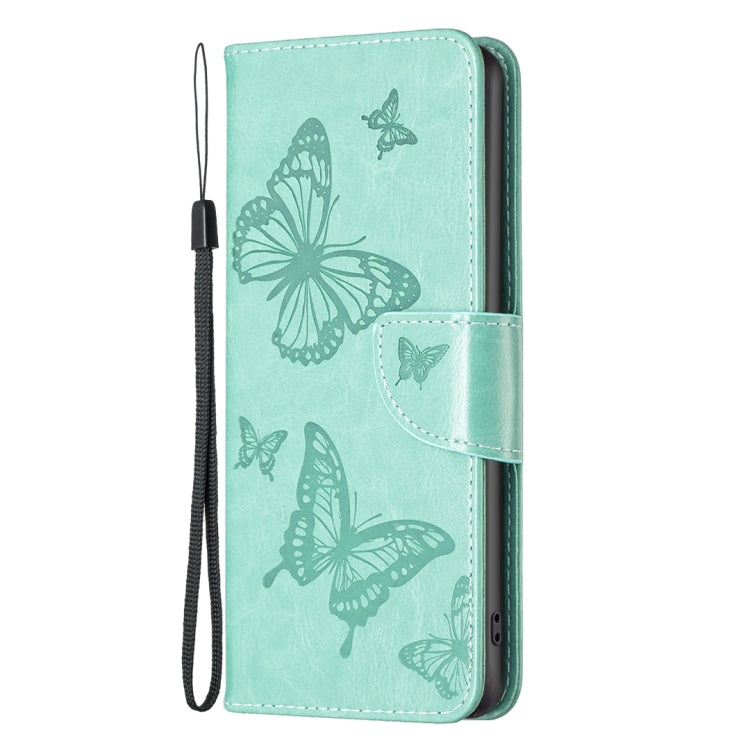 For Xiaomi Redmi A1/A1+ Two Butterflies Embossing Leather Phone Case(Green) - Xiaomi Cases by buy2fix | Online Shopping UK | buy2fix