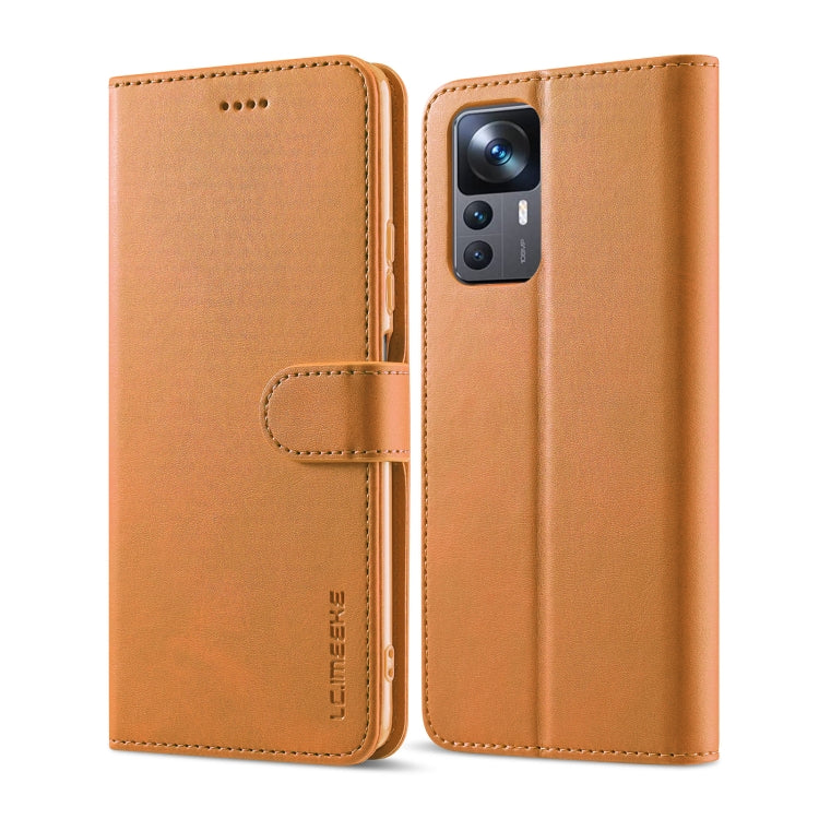 For Xiaomi 12T / 12T Pro LC.IMEEKE Calf Texture Leather Phone Case(Yellow) - Xiaomi Cases by LC.IMEEKE | Online Shopping UK | buy2fix
