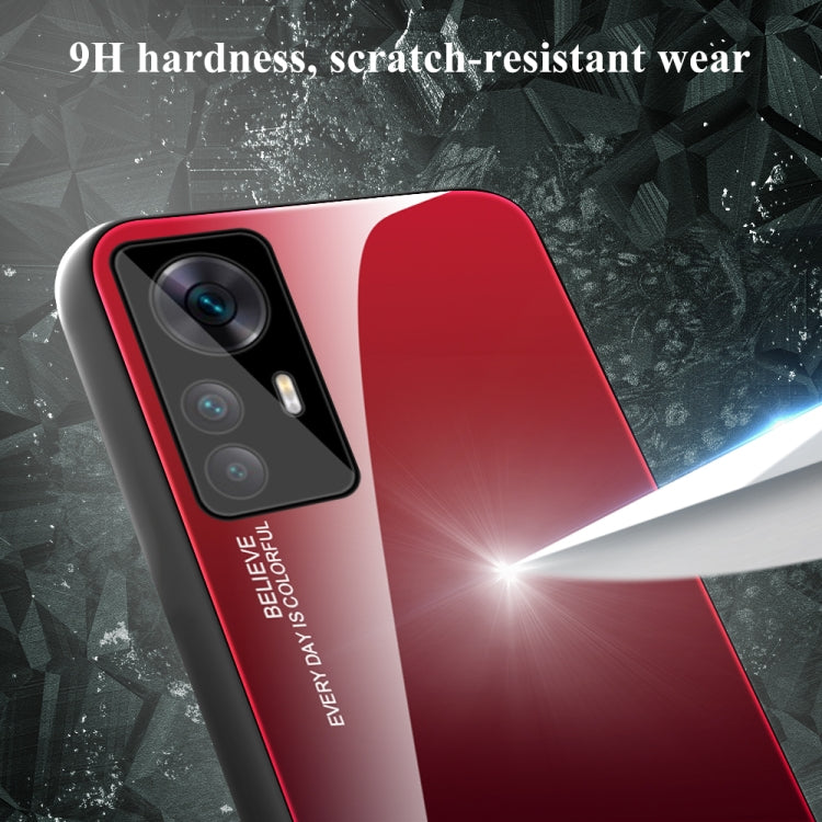 For Xiaomi Redmi K50 Ultra / 12T / 12T Pro Gradient Color Glass Phone Case(Red Black) - Xiaomi Cases by buy2fix | Online Shopping UK | buy2fix