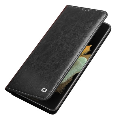For Samsung Galaxy S21 Ultra 5G QIALINO Genuine Leather Phone Case(Black) - Galaxy S21 Ultra 5G Cases by QIALINO | Online Shopping UK | buy2fix
