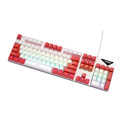 FOREV FVQ302 Mixed Color Wired Mechanical Gaming Illuminated Keyboard(White Red) - Wired Keyboard by buy2fix | Online Shopping UK | buy2fix