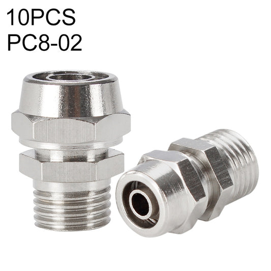 PC8-02 LAIZE 10pcs Nickel Plated Copper Pneumatic Quick Fitting Connector -  by LAIZE | Online Shopping UK | buy2fix