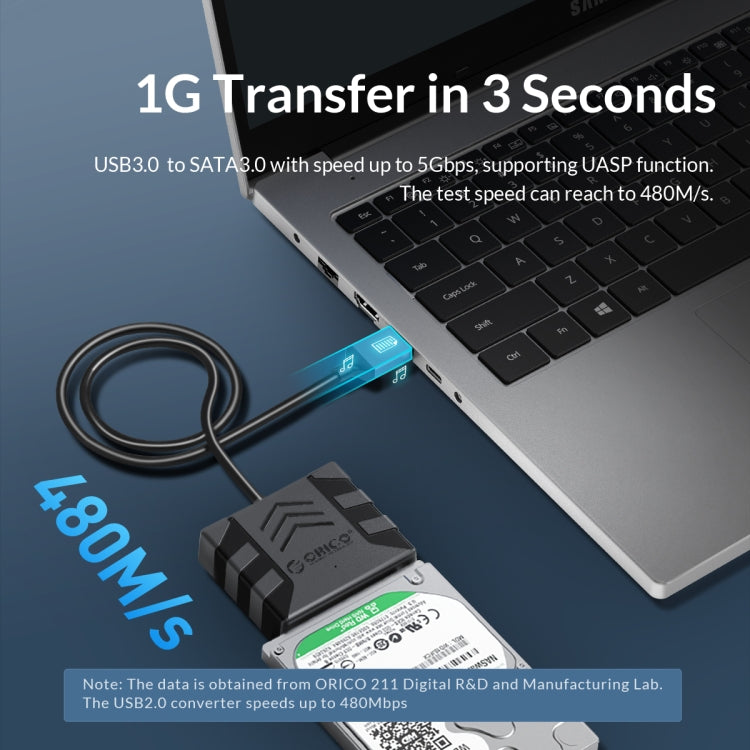 ORICO UTS1 USB 3.0 2.5-inch SATA HDD Adapter with Silicone Case, Cable Length:1m - USB to IDE / SATA by ORICO | Online Shopping UK | buy2fix