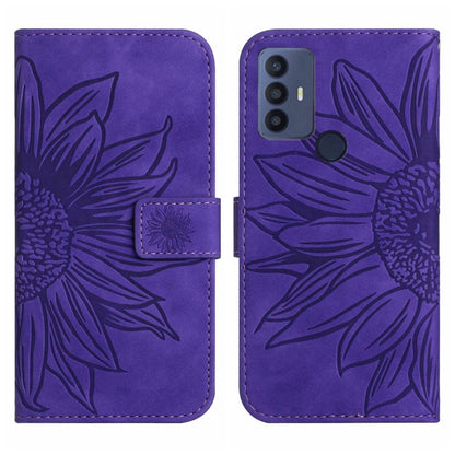 For TCL 30 SE/30E/306/305 Skin Feel Sun Flower Pattern Flip Leather Phone Case with Lanyard(Dark Purple) - More Brand by buy2fix | Online Shopping UK | buy2fix