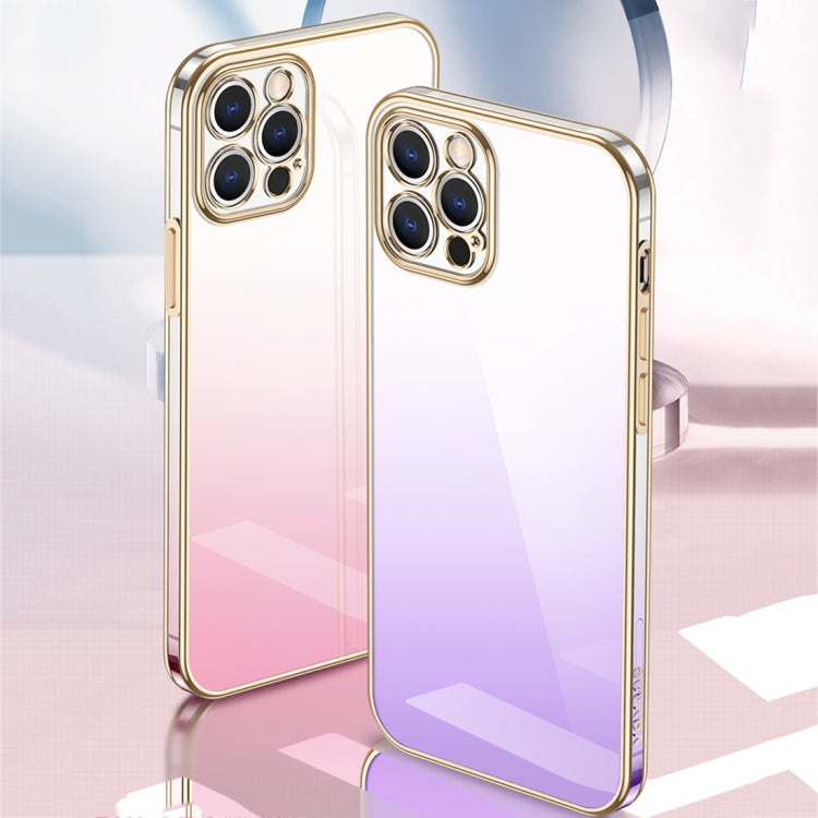 For iPhone 14 Plus SULADA Iridescence Series Plating Transparent Gradient Phone Case(Blue) - iPhone 14 Plus Cases by SULADA | Online Shopping UK | buy2fix