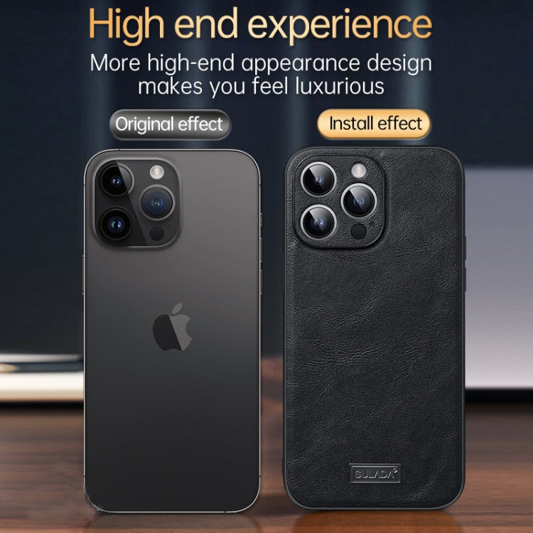 For iPhone 14 Pro Max SULADA Shockproof TPU + Handmade Leather Phone Case(Black) - iPhone 14 Pro Max Cases by SULADA | Online Shopping UK | buy2fix