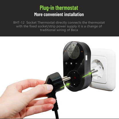 BHT12-CW Plug-in LCD Thermostat With WiFi, EU Plug(Black) - Consumer Electronics by buy2fix | Online Shopping UK | buy2fix