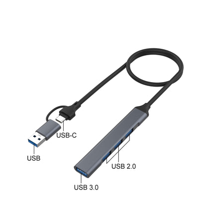 Onten OT-UCA9701 2 in 1 4-port Portable Multifunctional HUB Docking Station - Computer & Networking by Onten | Online Shopping UK | buy2fix