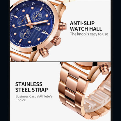 OCHSTIN 7245 Fashion Steel Strap Multifunctional Quartz Men Watch(Rose Gold White) - Metal Strap Watches by OCHSTIN | Online Shopping UK | buy2fix