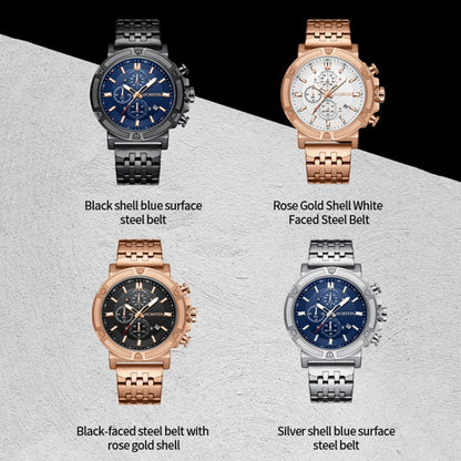 OCHSTIN 7247 Fashion Steel Strap Multifunctional Quartz Men Watch(Rose Gold White) - Metal Strap Watches by OCHSTIN | Online Shopping UK | buy2fix