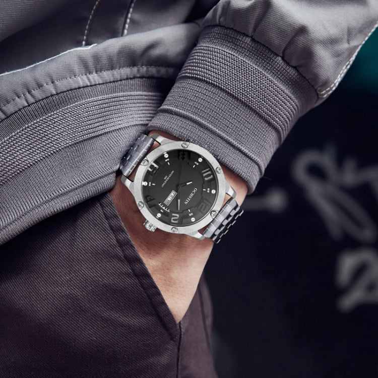 OCHSTIN 7255 Fashion Steel Strap Day-date Quartz Men Watch(Silver Beige) - Metal Strap Watches by OCHSTIN | Online Shopping UK | buy2fix