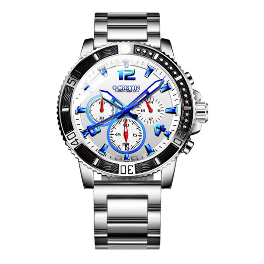 OCHSTIN 7263 Fashion Steel Strap Multifunctional Quartz Men Watch(Silver White) - Metal Strap Watches by OCHSTIN | Online Shopping UK | buy2fix