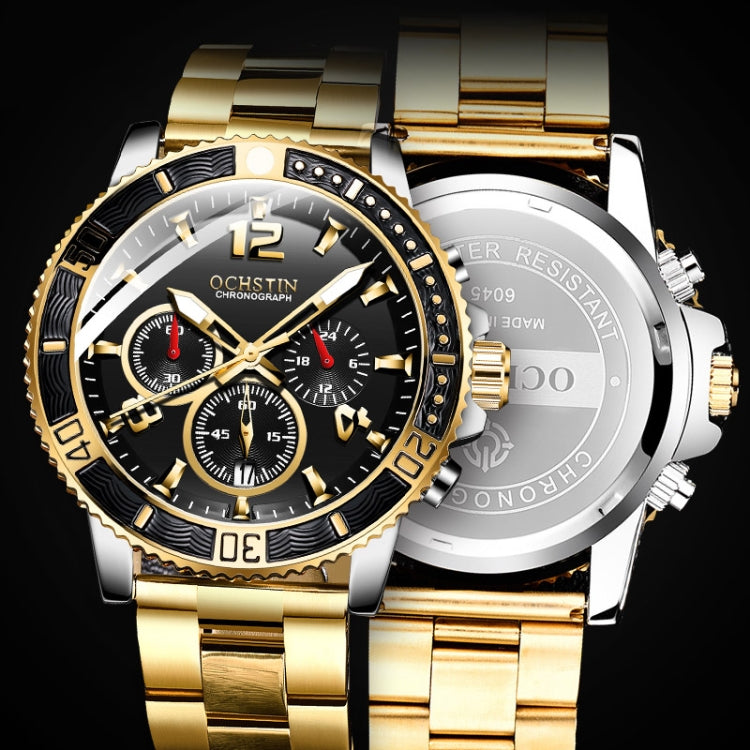 OCHSTIN 7263 Fashion Steel Strap Multifunctional Quartz Men Watch(Gold) - Metal Strap Watches by OCHSTIN | Online Shopping UK | buy2fix