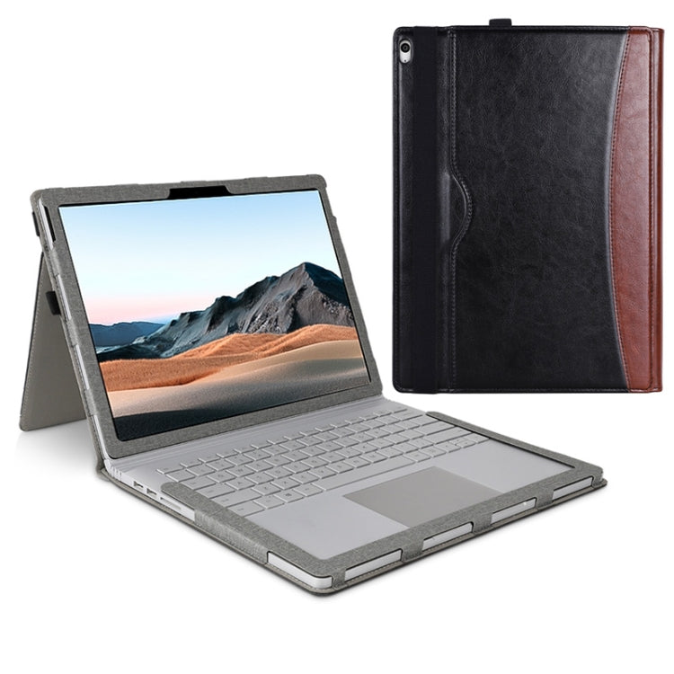 For MicroSoft Surface Book 3 / 2 / 1 13.5 inch Leather Laptop Case(Black Brown) - Others by buy2fix | Online Shopping UK | buy2fix