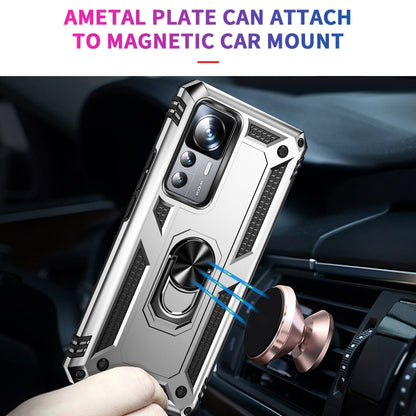 For Xiaomi 12T / 12T Pro Shockproof TPU + PC Phone Case with Holder(Silver) - Xiaomi Cases by buy2fix | Online Shopping UK | buy2fix