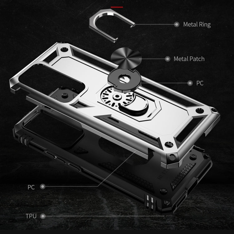 For Xiaomi 12T / 12T Pro Shockproof TPU + PC Phone Case with Holder(Silver) - Xiaomi Cases by buy2fix | Online Shopping UK | buy2fix