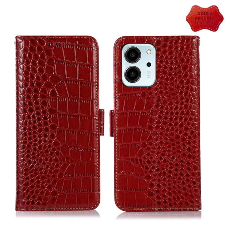 For Honor 80 SE Crocodile Top Layer Cowhide Leather Phone Case(Red) - Honor Cases by buy2fix | Online Shopping UK | buy2fix